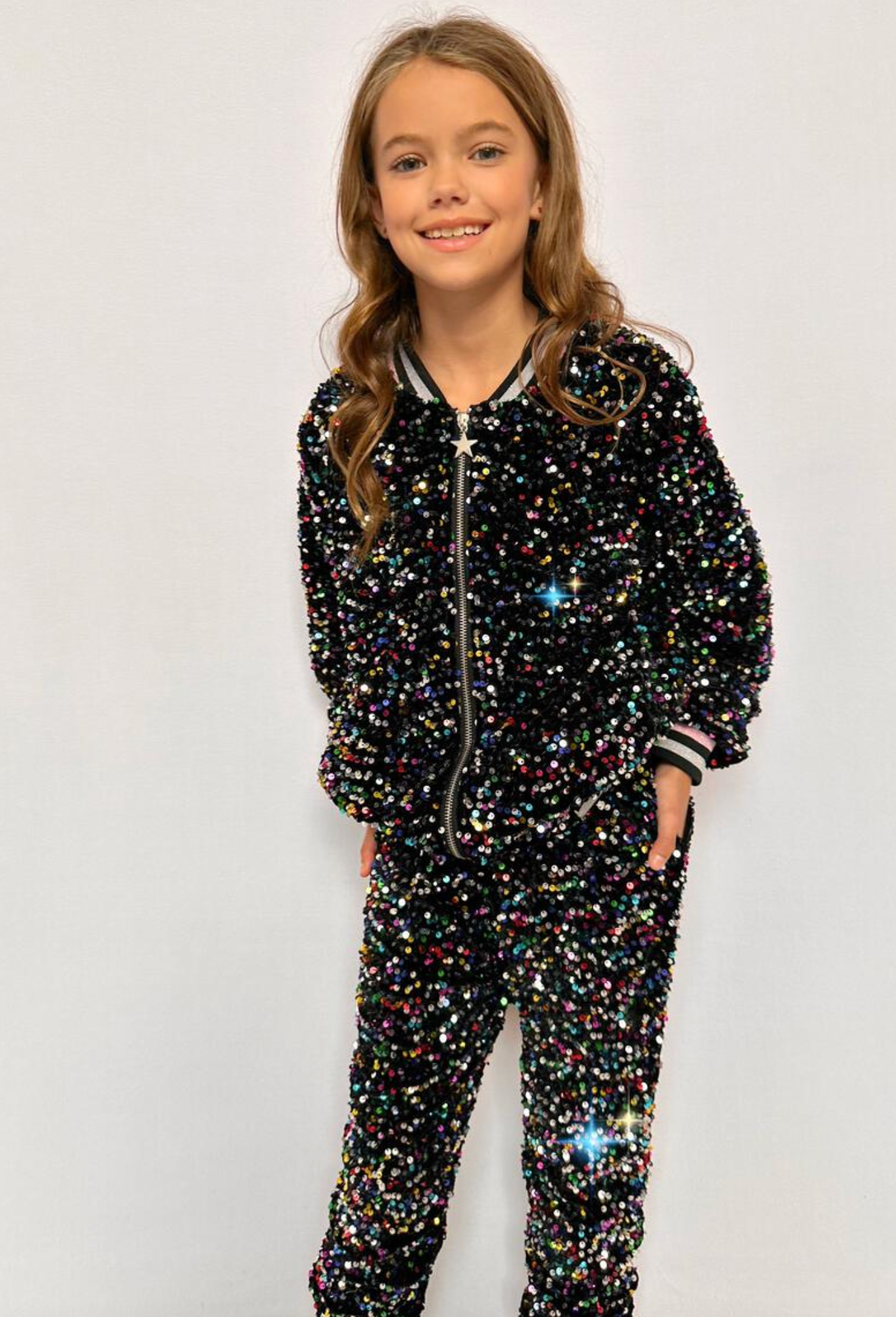 Rainbow Velour Sequin Tracksuit Set