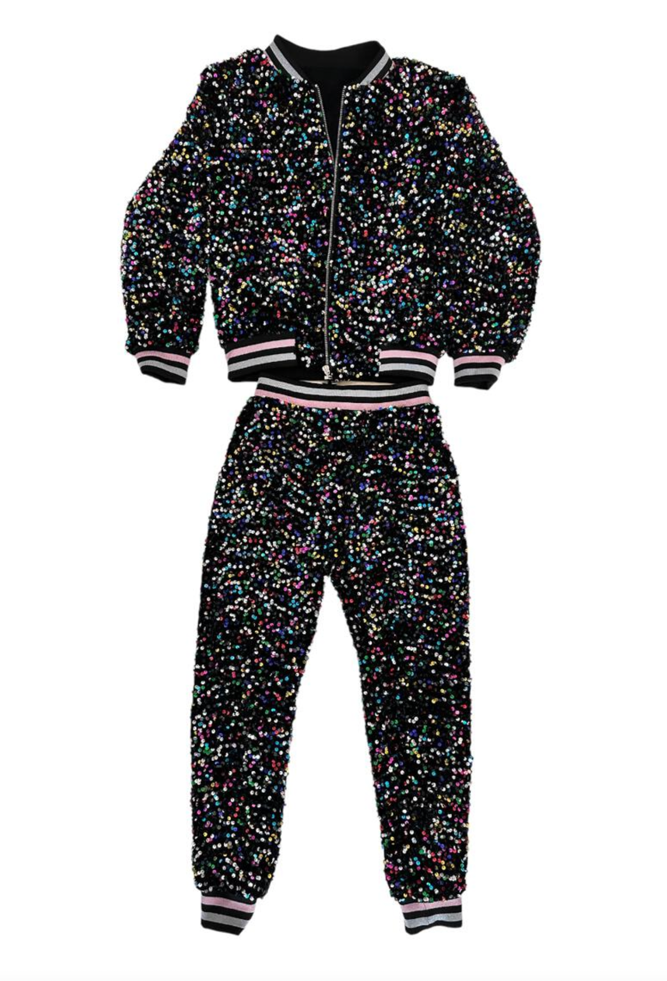 Rainbow Velour Sequin Tracksuit Set