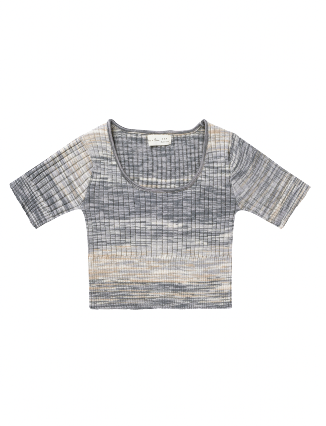Square Neck Rib Tee Heathered Blue
