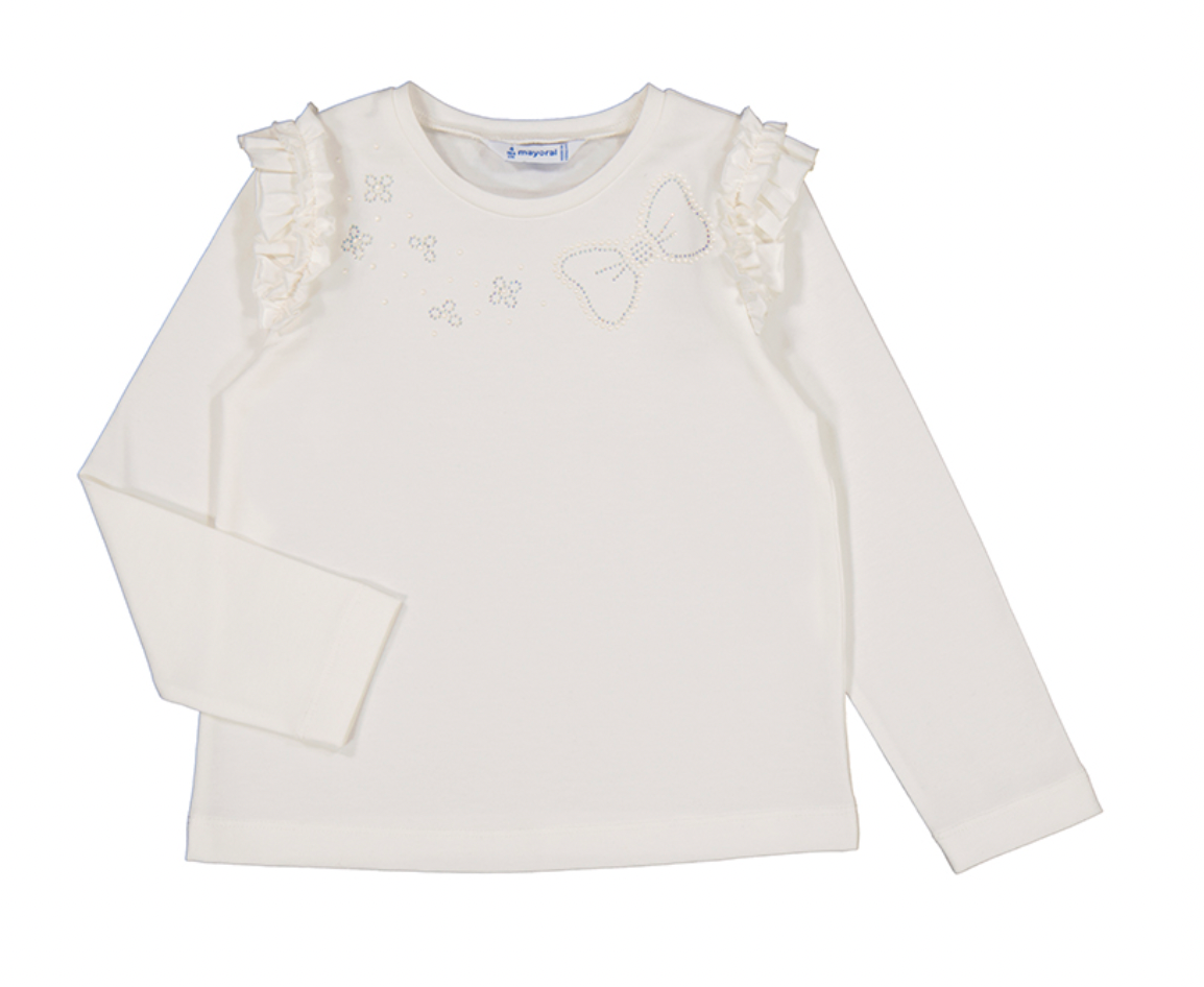Bow Long Sleeve Flutter Top