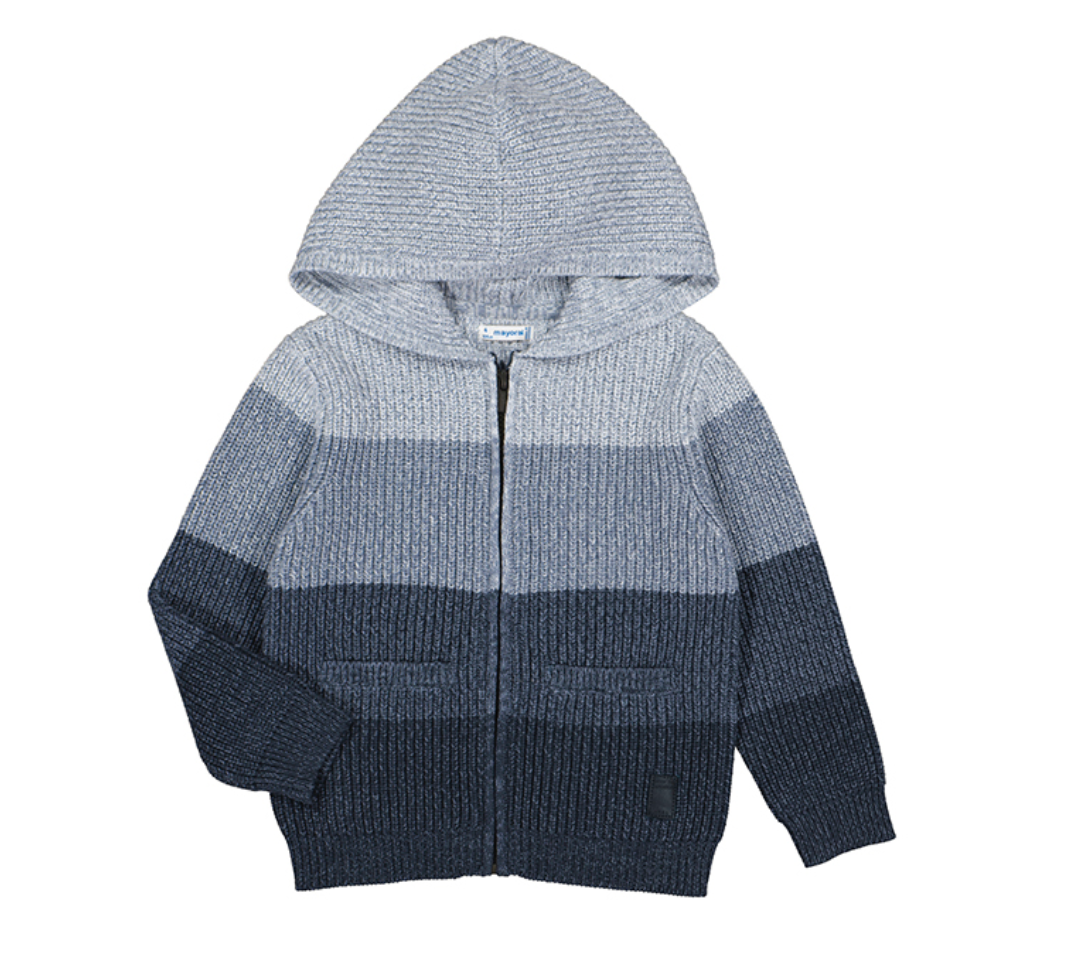 Deep Blue Colorblock Knit Zip Sweater