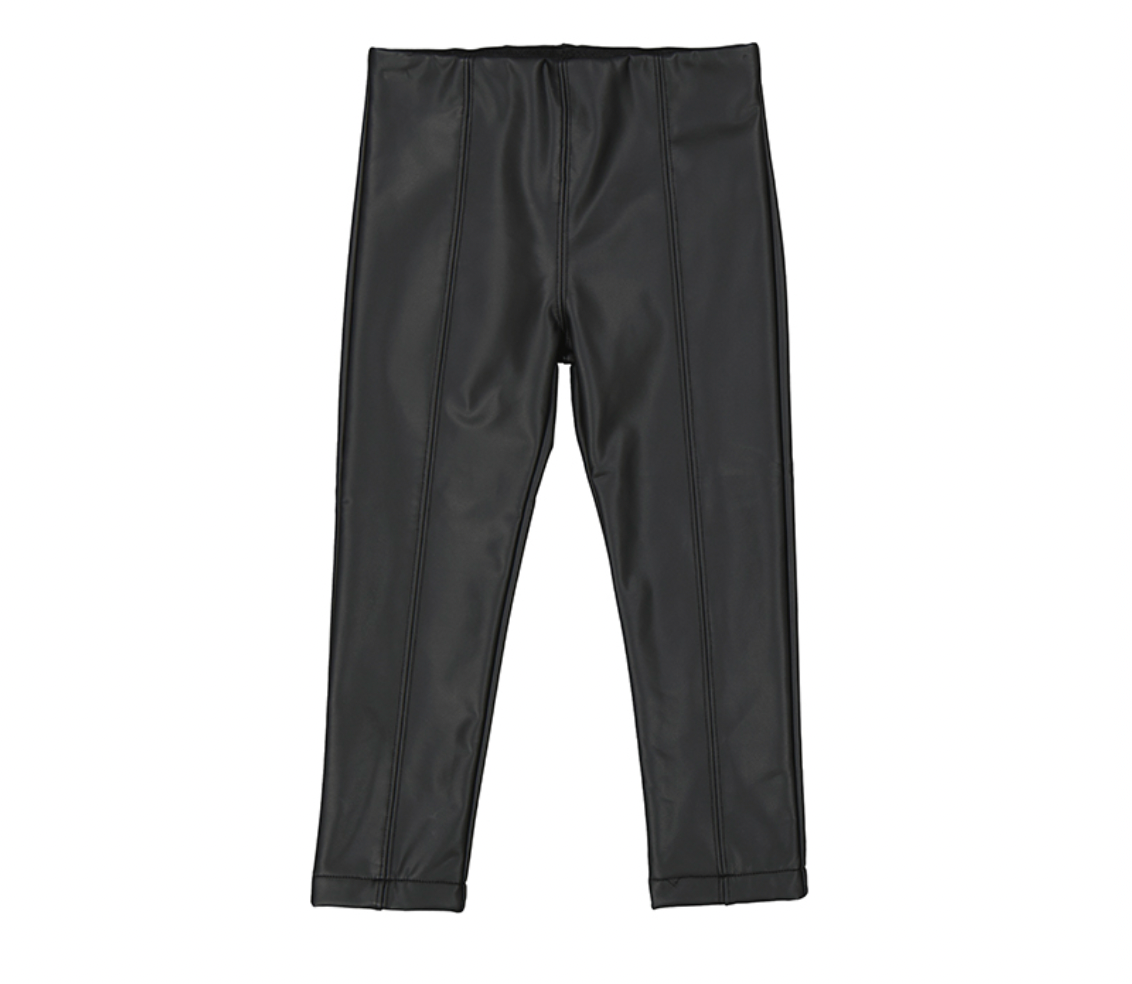 Black Synthetic Leather Leggings