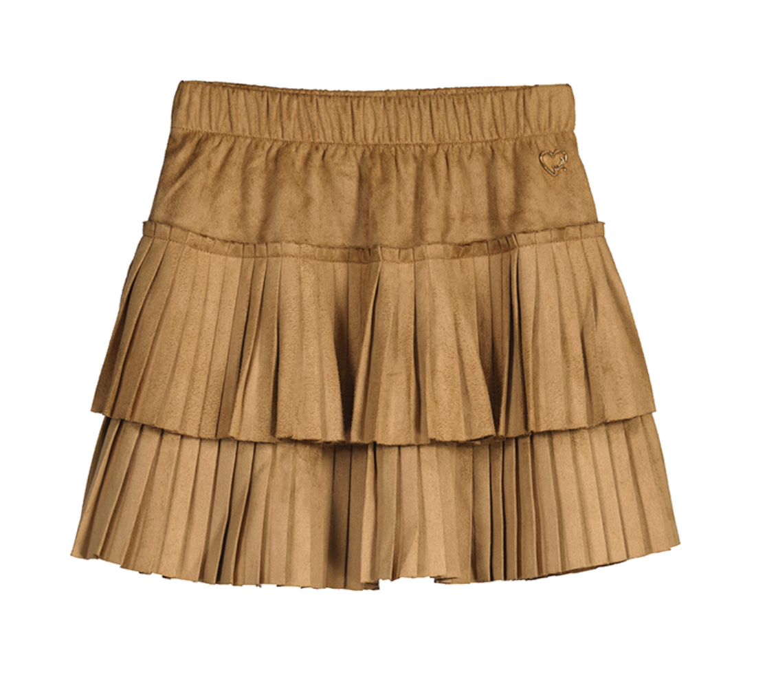Pleated Suede Skirt Brownie