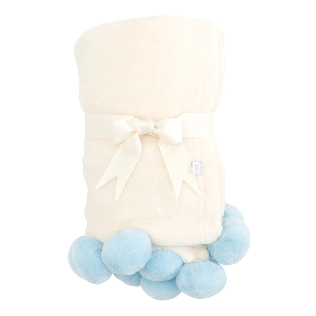 Elegant Baby Pom Pom Blanket Blue