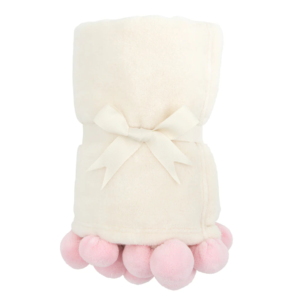 Elegant Baby Pom Pom Blanket Pink