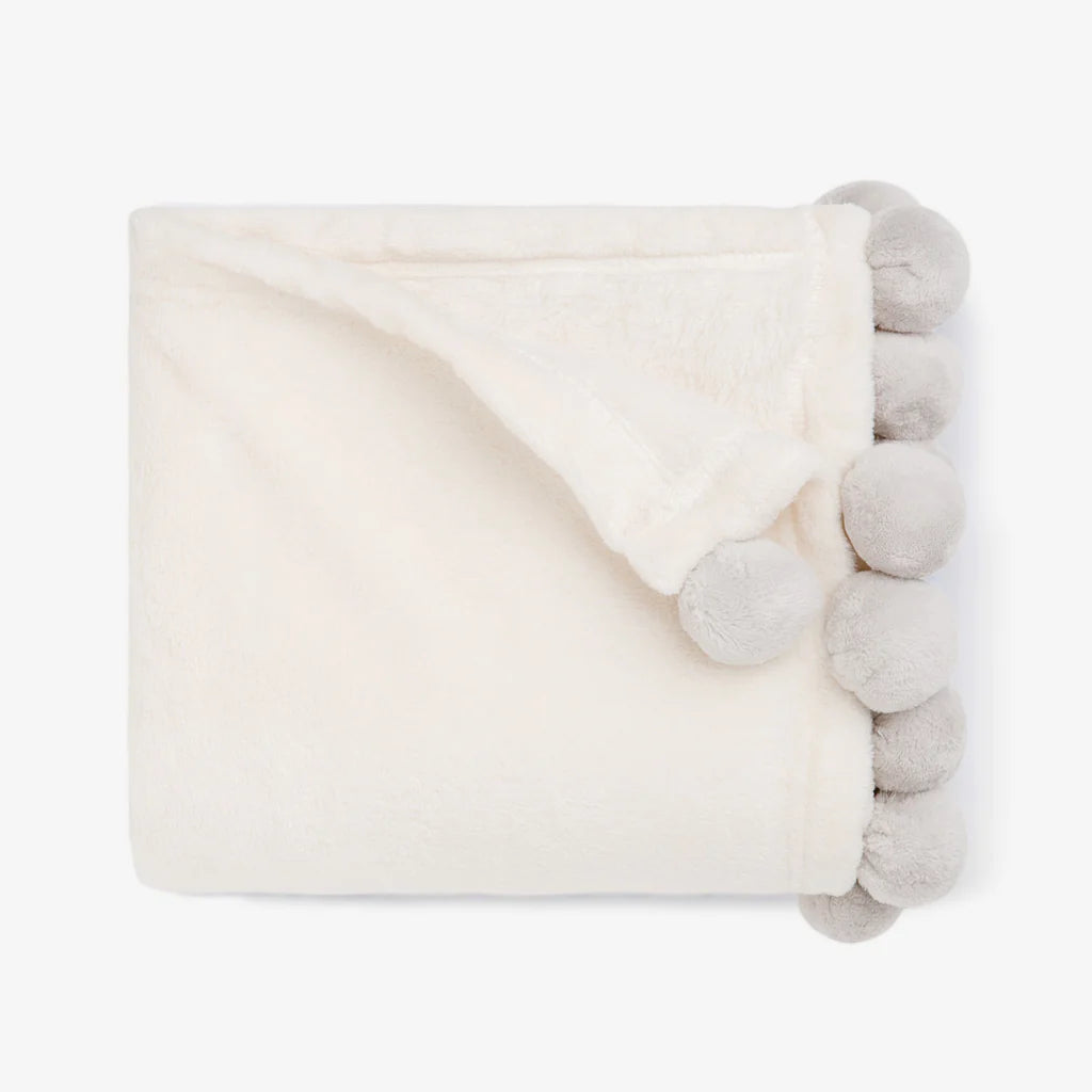 Elegant Baby Pom Pom Blanket Grey