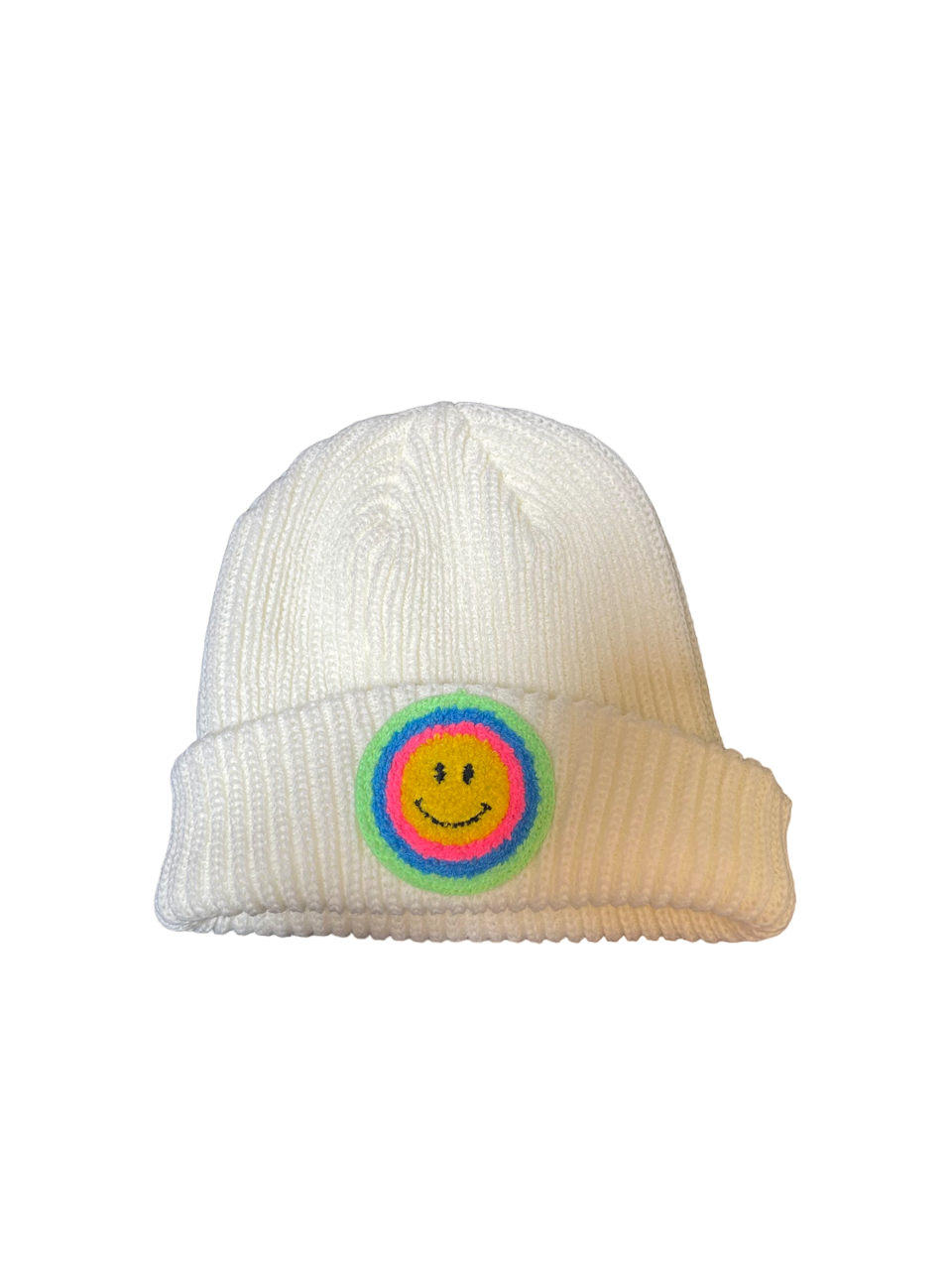 White Neon Rainbow Smile Hat