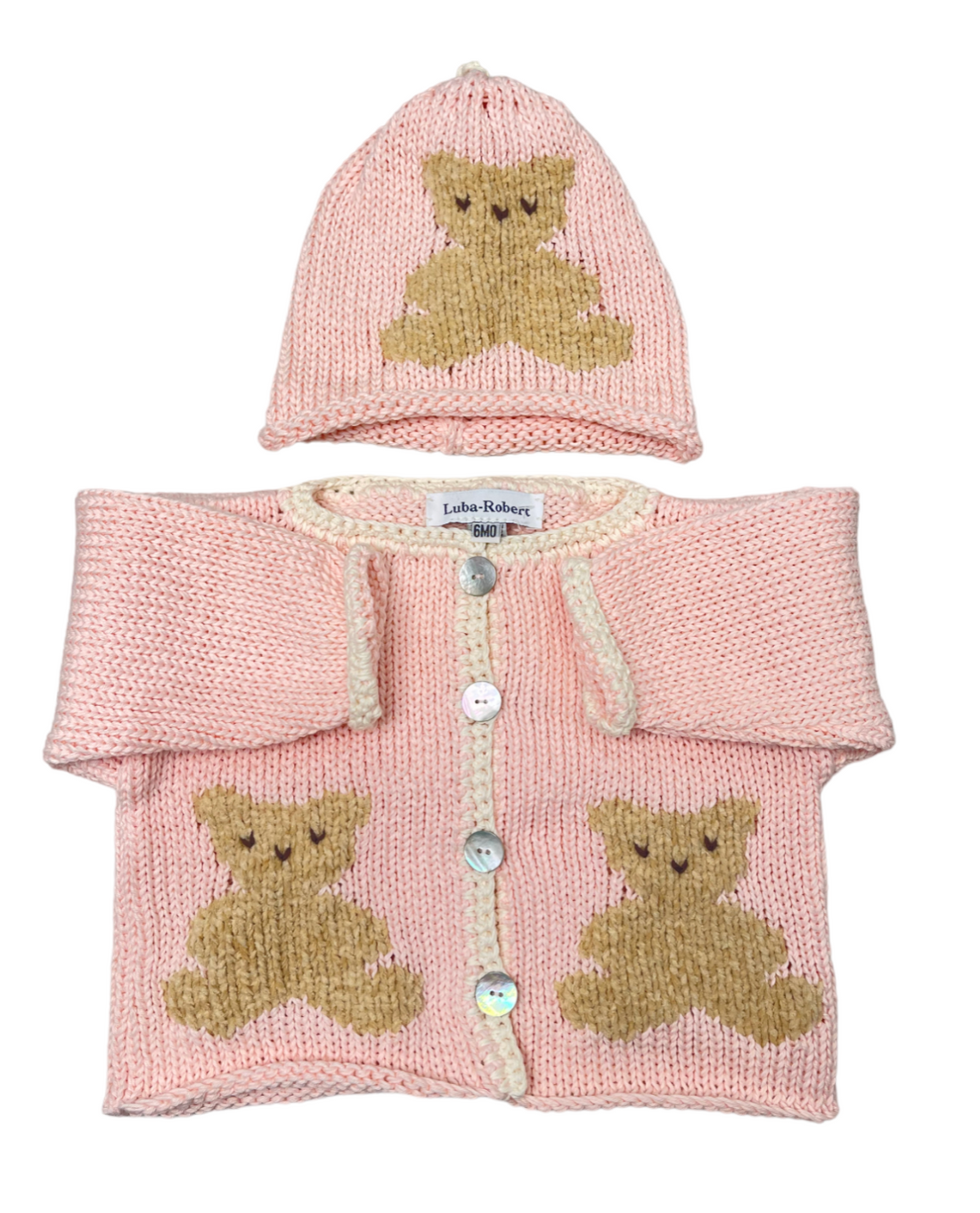 Luba Knit Sweater Set  Pink Bear