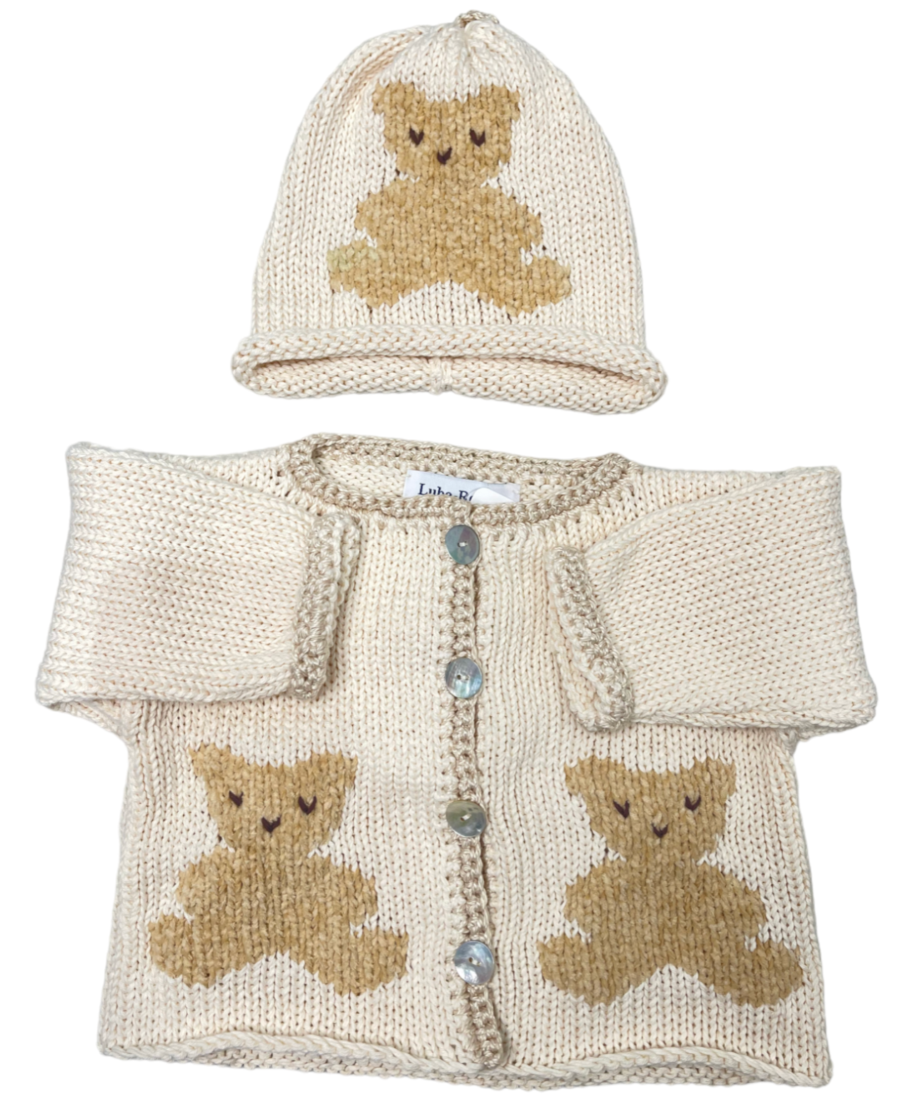 Luba Knit Sweater Set Cream Bear