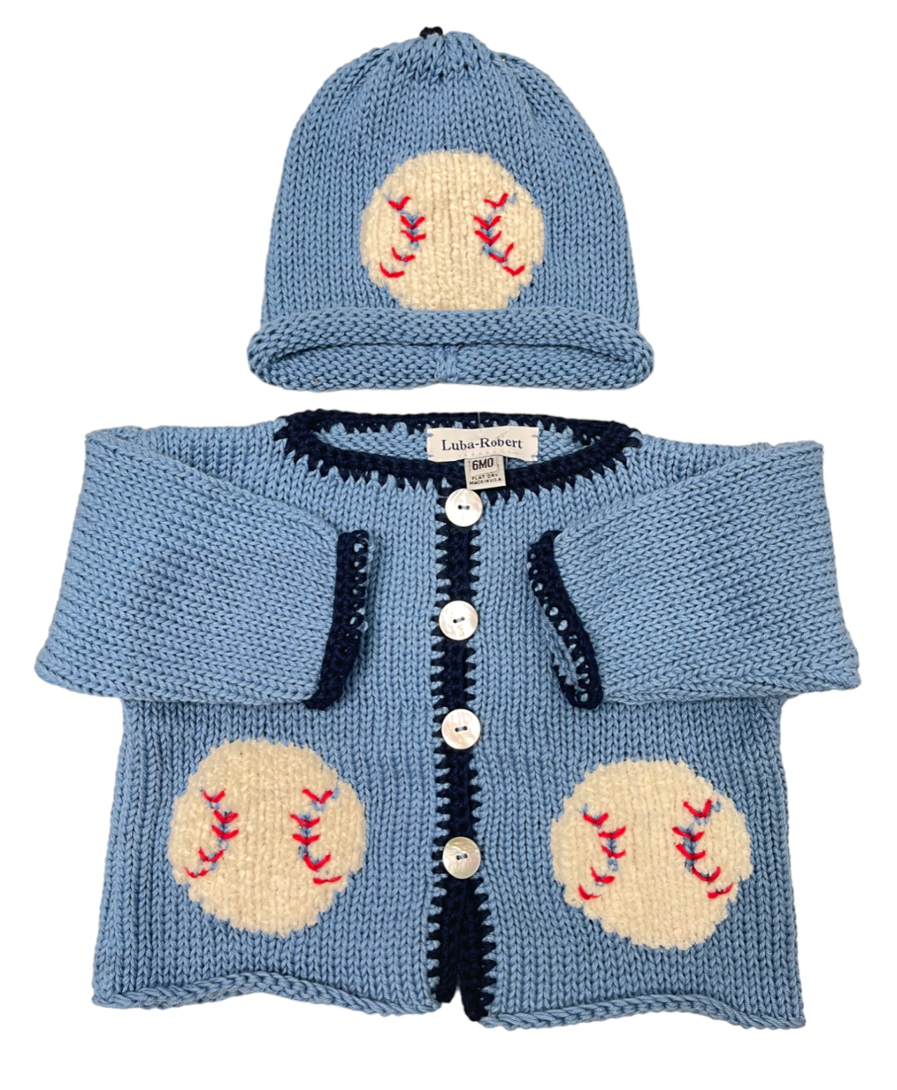 Luba Knit Sweater Set Blue Baseball