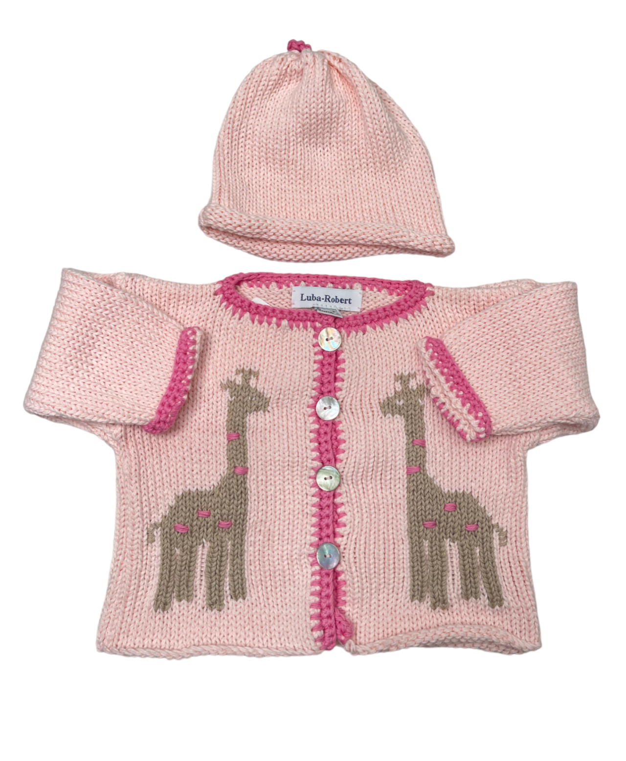 Luba Knit Sweater Set Pink Giraffe