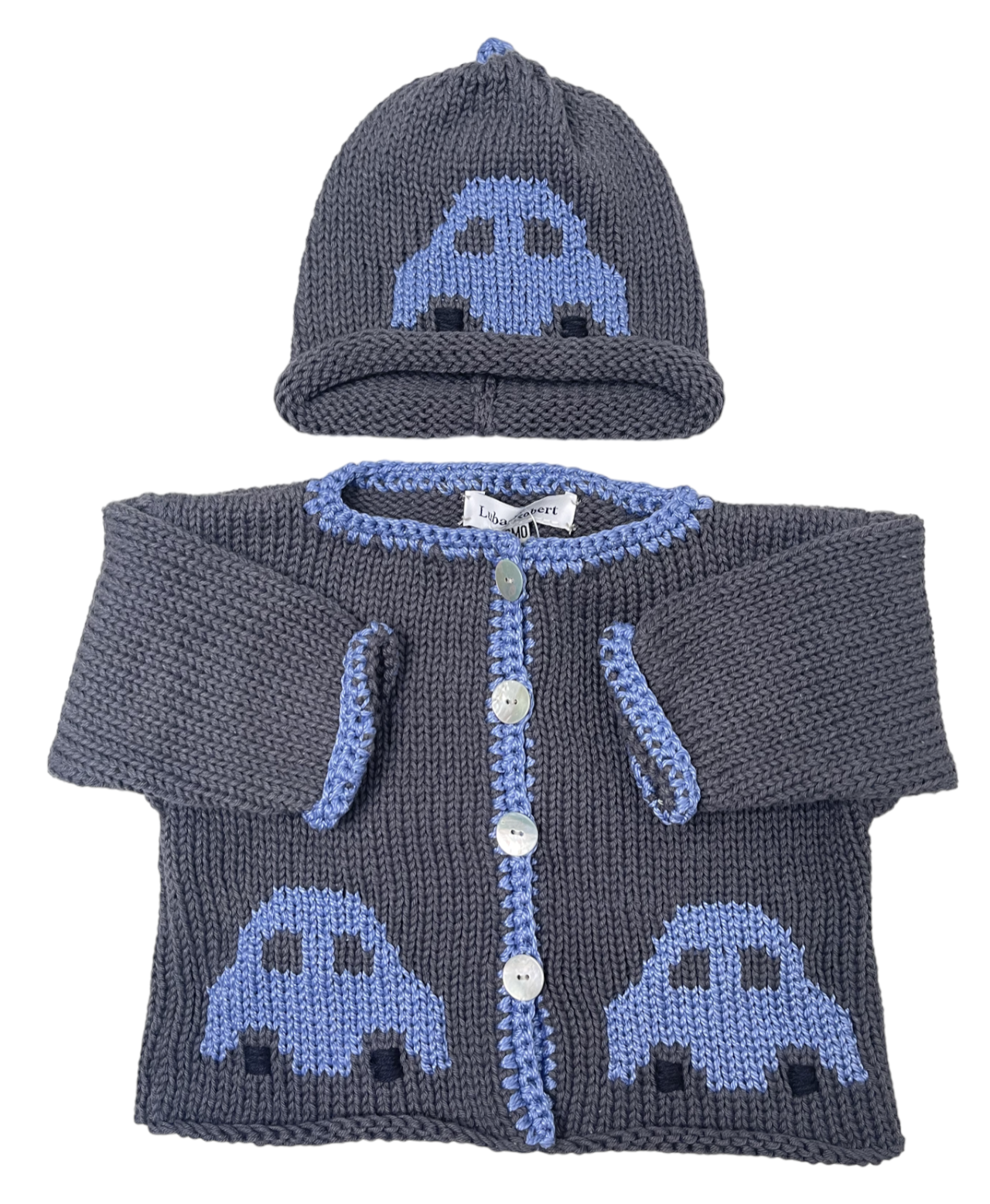 Luba Knit Sweater Set Grey/Blue Car