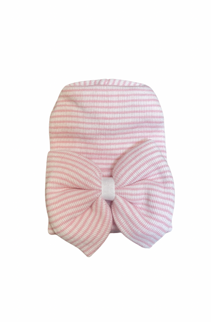 ILY Bean Pink Stripe Bow Hat
