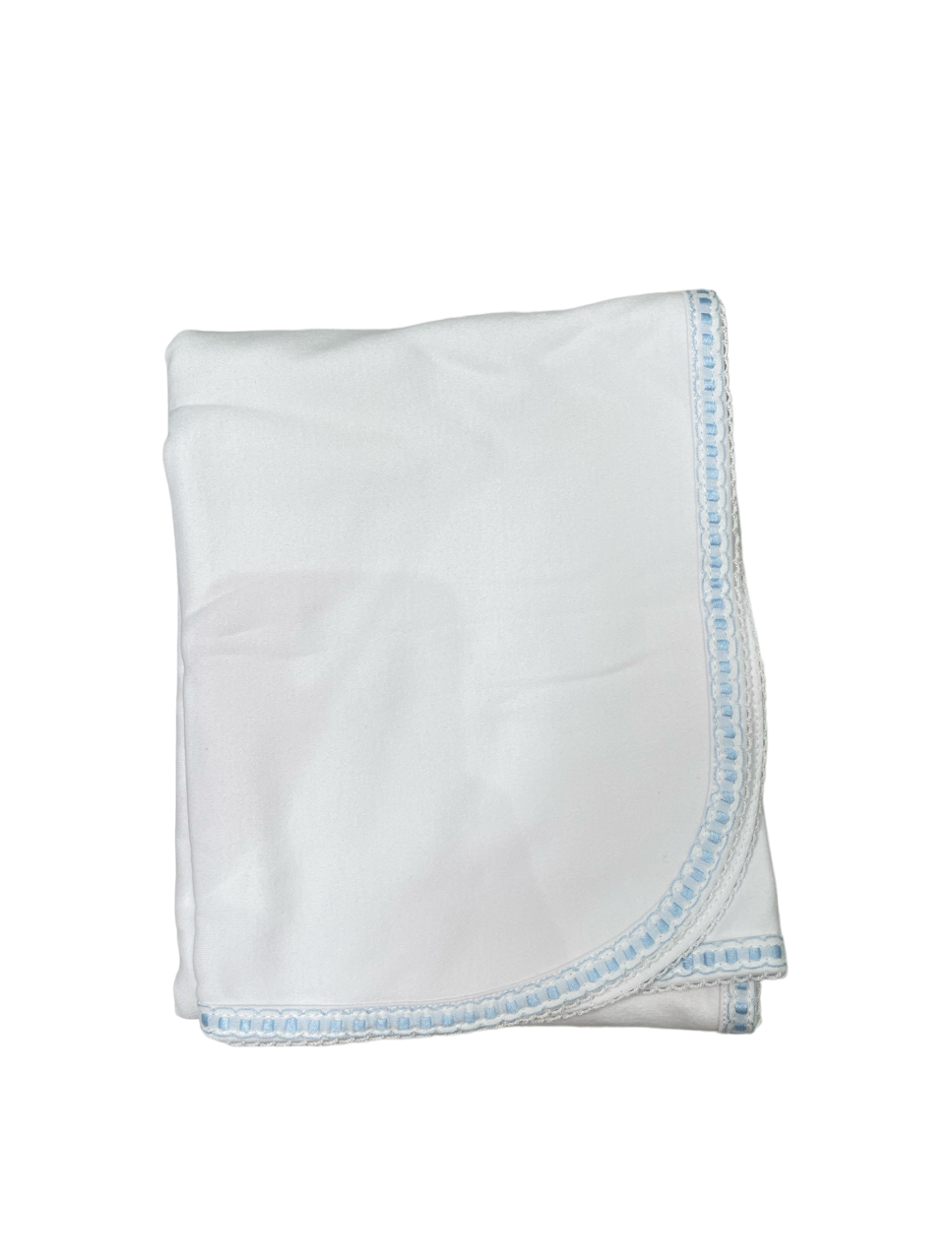 White With Light Blue Trim Take Me Home Blanket