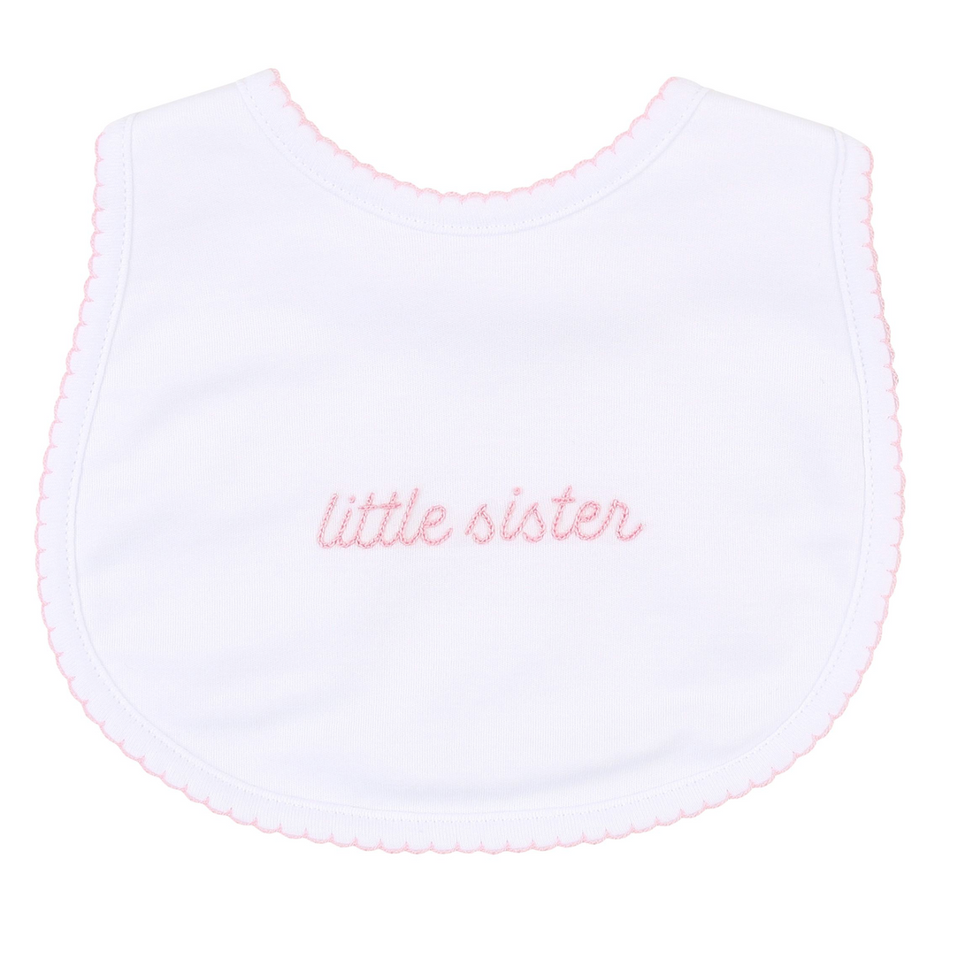Sister Pink Embroidered Bib