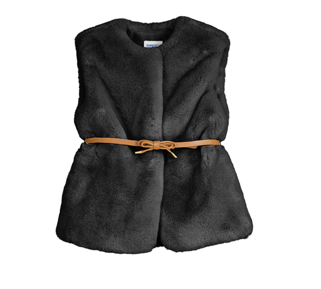 Black Fur Vest With Belt