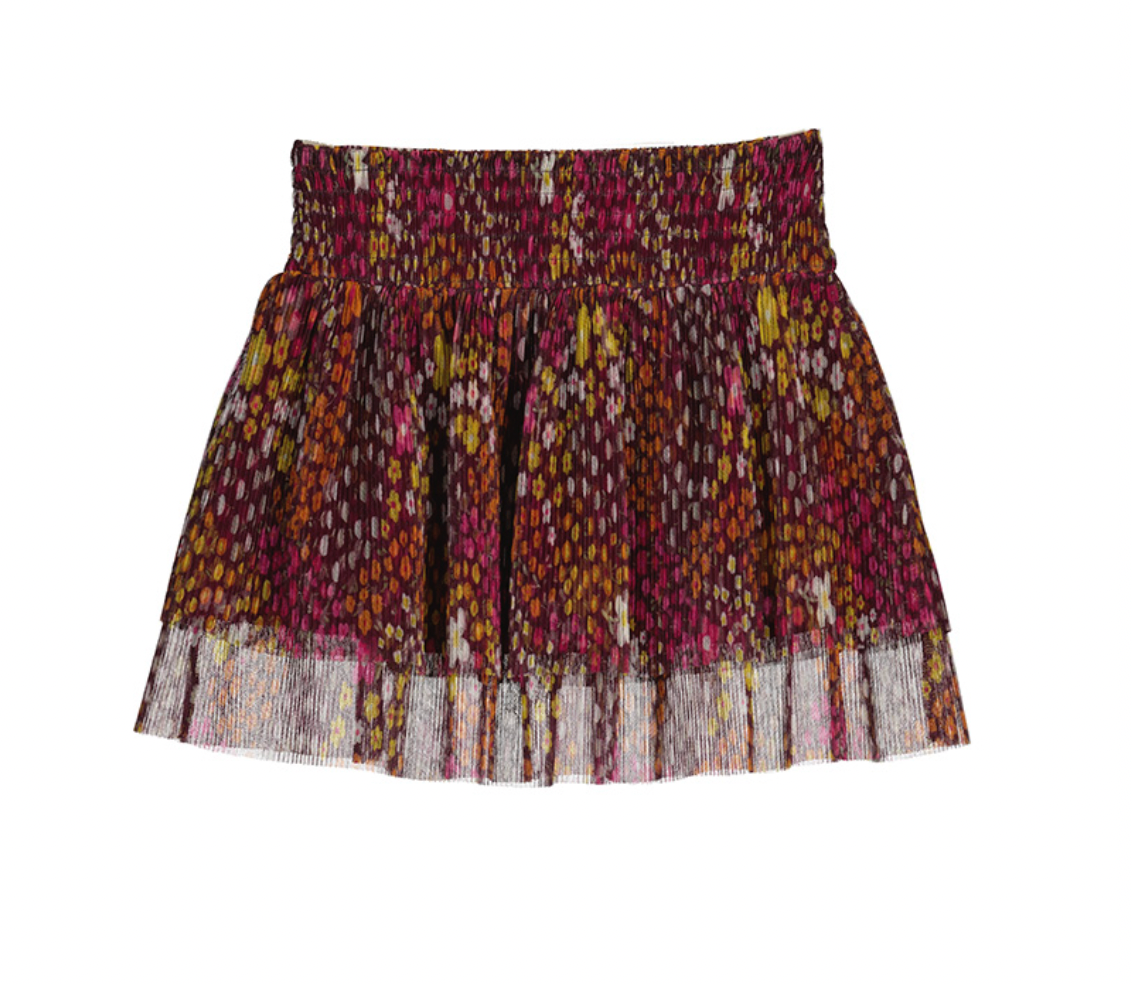 Blackberry Printed Pleated Tulle Skirt